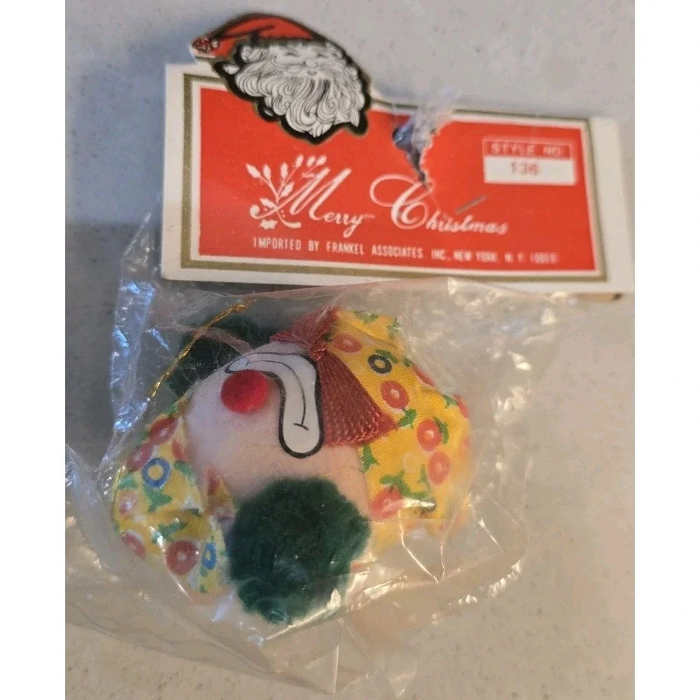 NIB VTG 1960's Kennedy Co Plastic Circus‎ Clown Christmas Kitsch Ornament